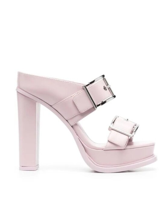 Alexander McQueen Shoes - Alexander McQueen 120mm Leather Platform Mules Sandals Pink EU 37.5/US 7.5